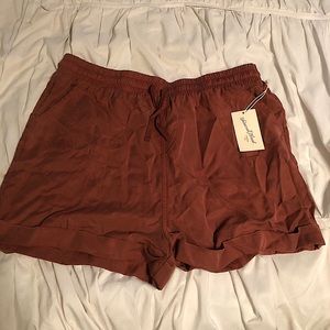 burnt orange drawstring shorts